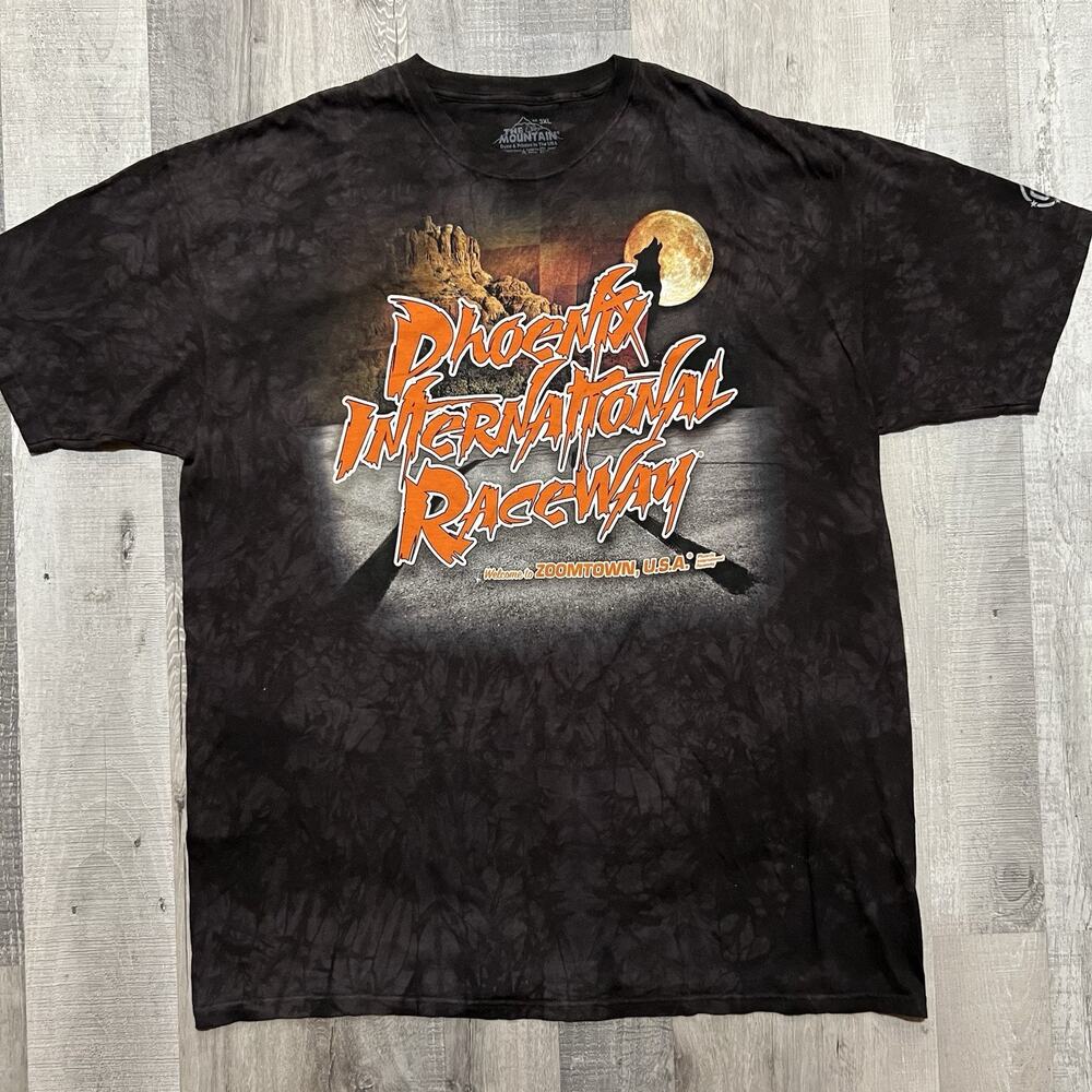 The Mountain Phoenix Intl Raceway Howling Wolf Grey Tie Dye Racing T Shirt 3X
